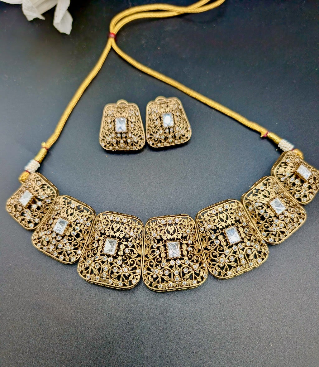 Jasmine Contemporary Necklace Set with Earrings – Lotus Lane Boutique
