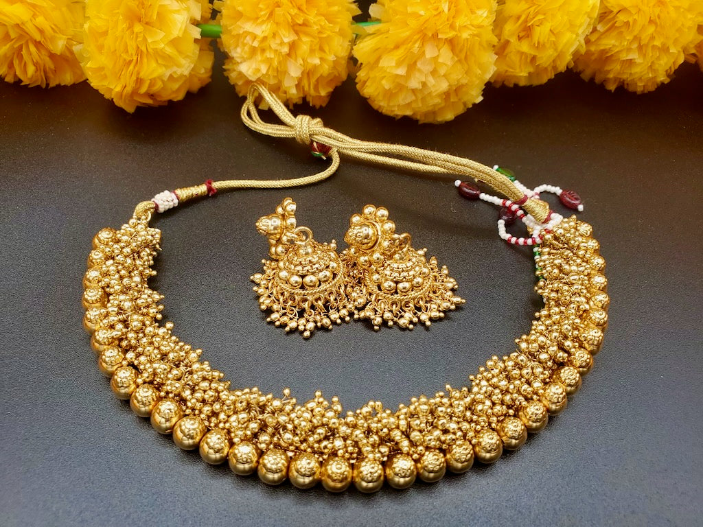 Tamara Cluster Necklace with Jhumkis