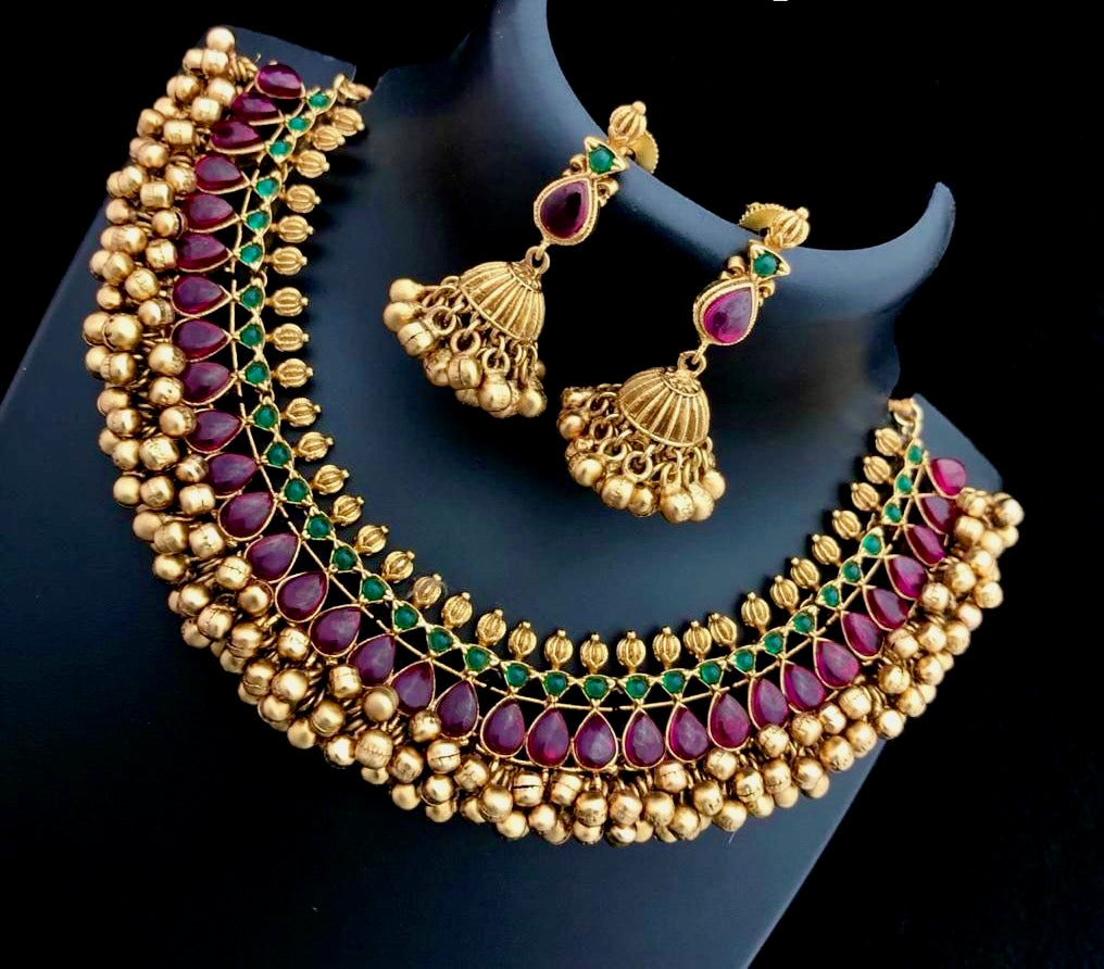 Nayanthara Ghungroo Necklace in Gold Finish