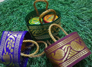 Haldi Kumkum containers in zari purse