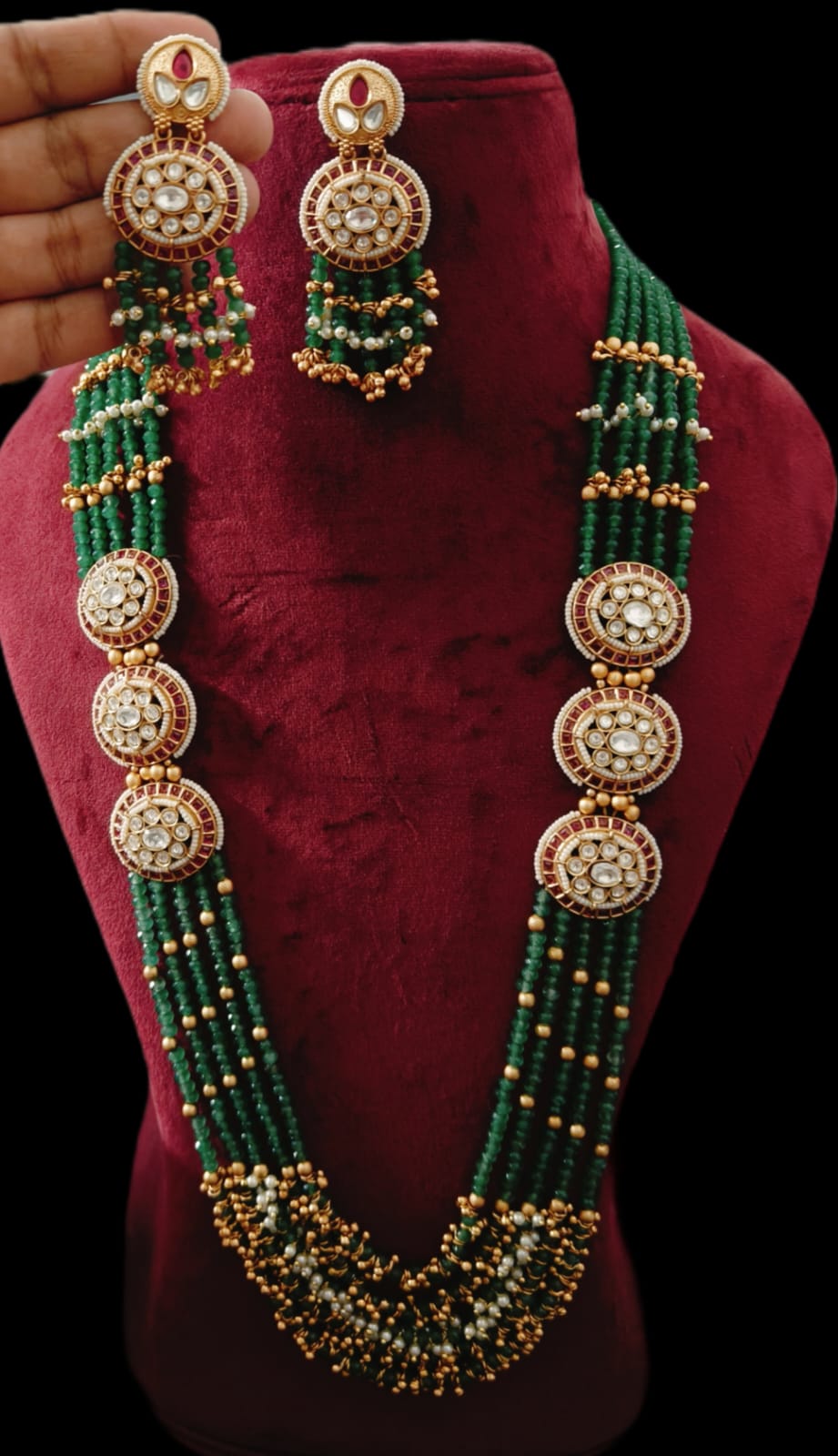 Nita Long Jade Neckace with Earrings