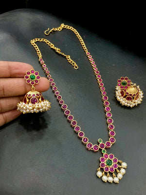 Abogi Antique Kemp Necklace Set with Jimiki/Jhumkis