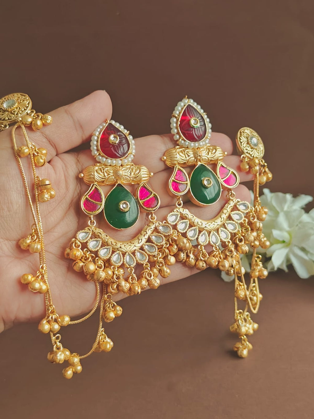 Sidra Kashmiri Chandbalis with Sahara Chain