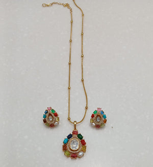 Ankita Multicolor Pendant Set with Studs