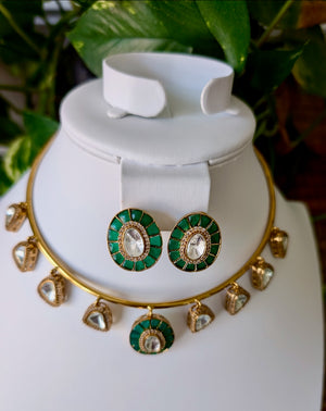 Leah Moissanite Kundan Hasli with Earrings