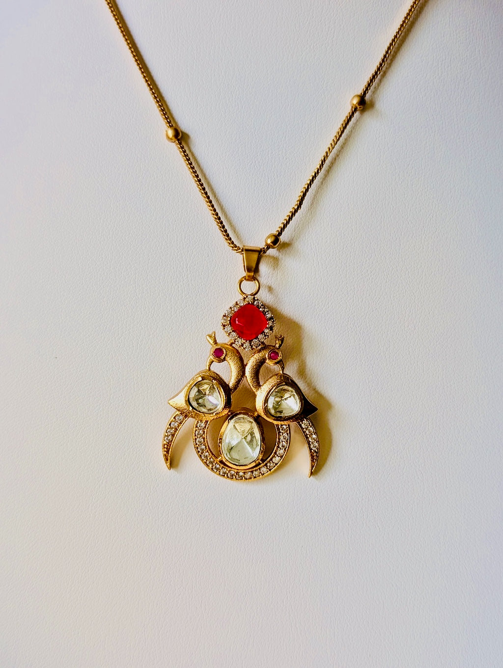 Morni Moissanite Peacock Pendant with Earrings