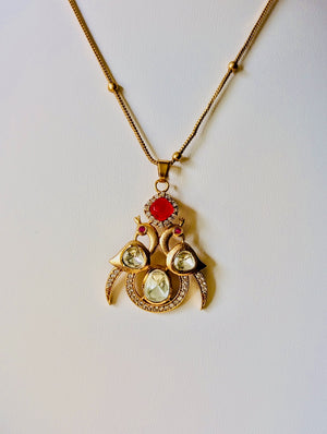 Morni Moissanite Peacock Pendant with Earrings