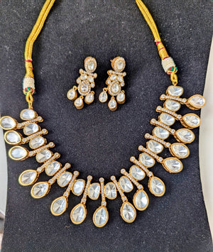 Radhika Moissanite Kundan Necklace with Earrings