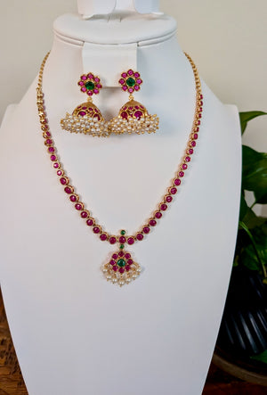 Abogi Antique Kemp Necklace Set with Jimiki/Jhumkis