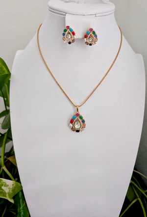 Ankita Multicolor Pendant Set with Studs