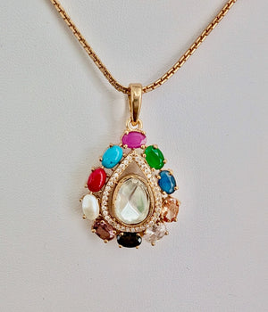 Ankita Multicolor Pendant Set with Studs