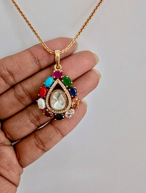 Ankita Multicolor Pendant Set with Studs