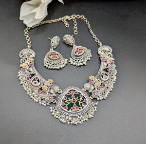 Tatiana Silver Look Alike Necklace with Earrings