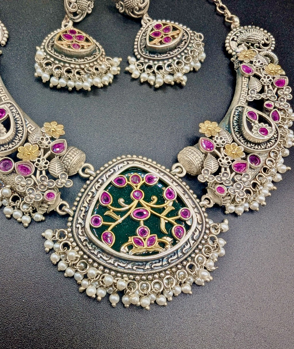 Tatiana Silver Look Alike Necklace with Earrings