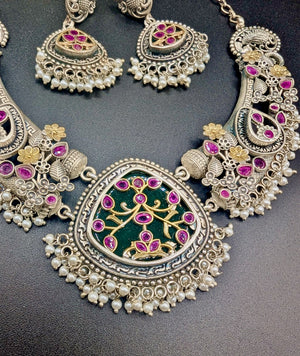 Tatiana Silver Look Alike Necklace with Earrings