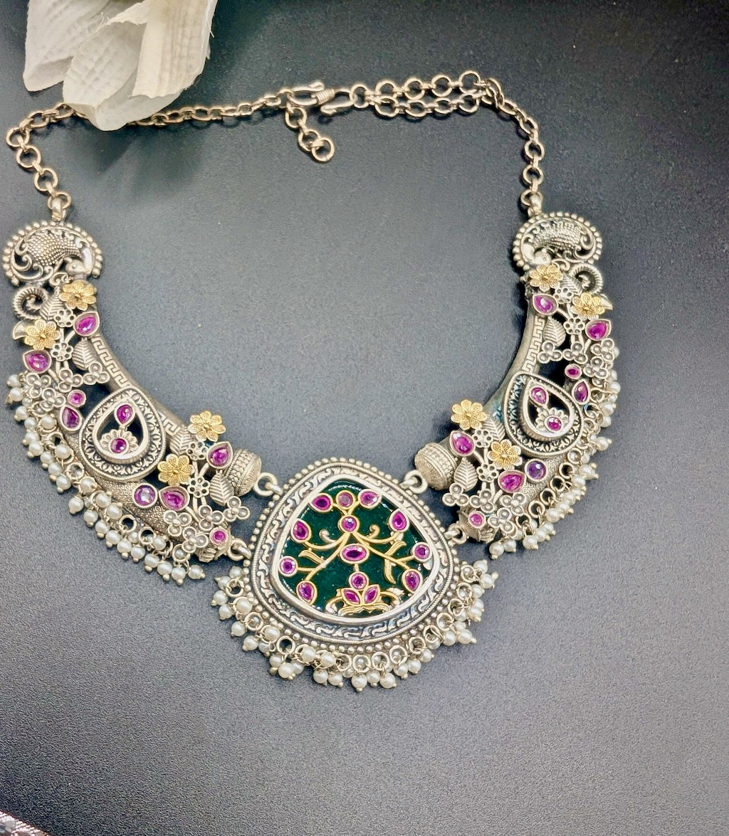 Tatiana Silver Look Alike Necklace with Earrings