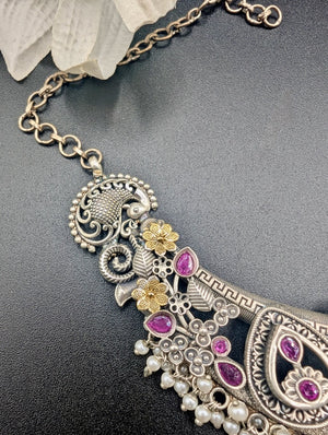 Tatiana Silver Look Alike Necklace with Earrings