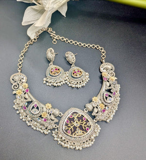 Tatiana Silver Look Alike Necklace with Earrings