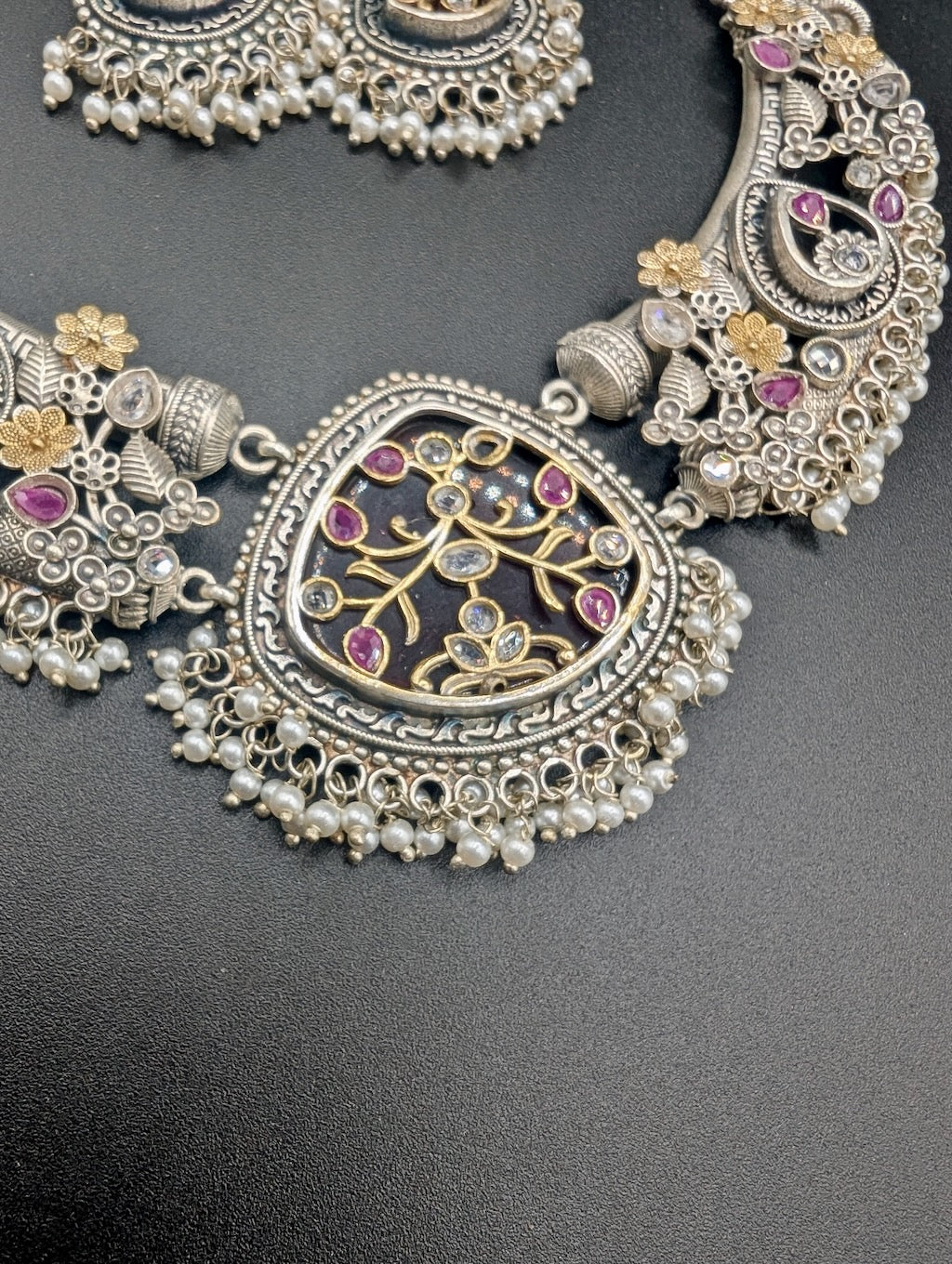 Tatiana Silver Look Alike Necklace with Earrings