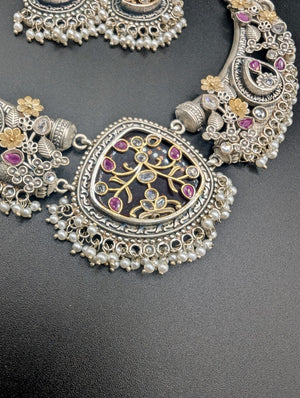 Tatiana Silver Look Alike Necklace with Earrings