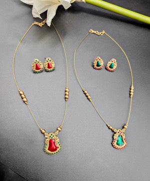 Palakka Invisible Chain with Earrings