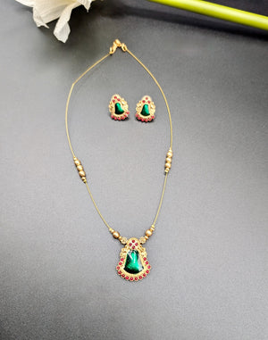 Palakka Invisible Chain with Earrings