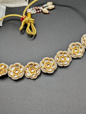 Ranjani Flower Jadau Kundan Necklace Set with Studs