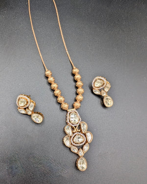 Roopa Premium Moissanite Necklace Set with Earrings