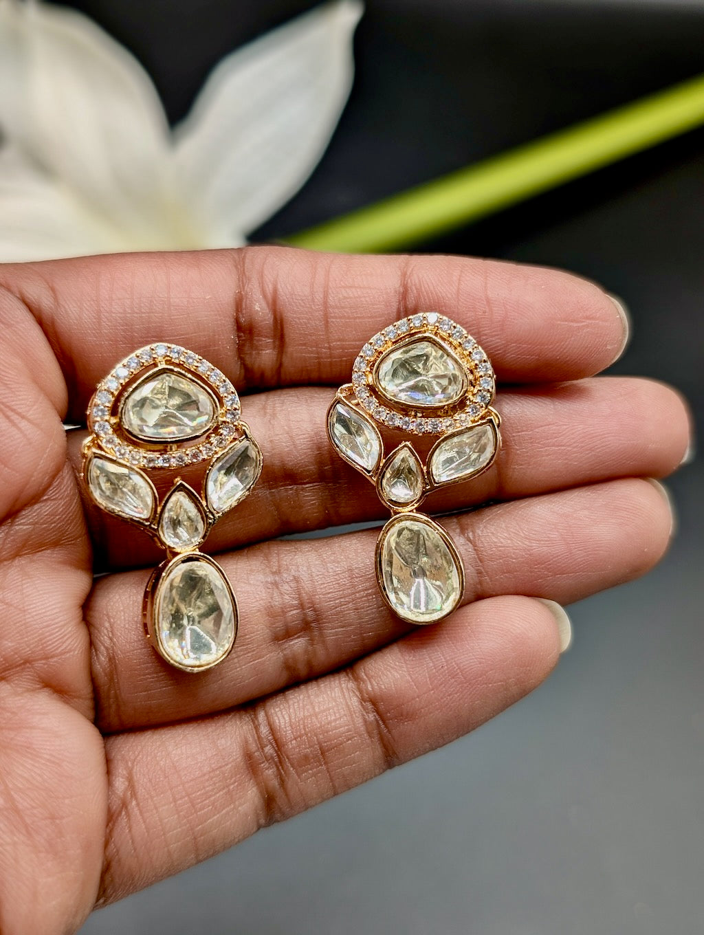 Roopa Premium Moissanite Necklace Set with Earrings