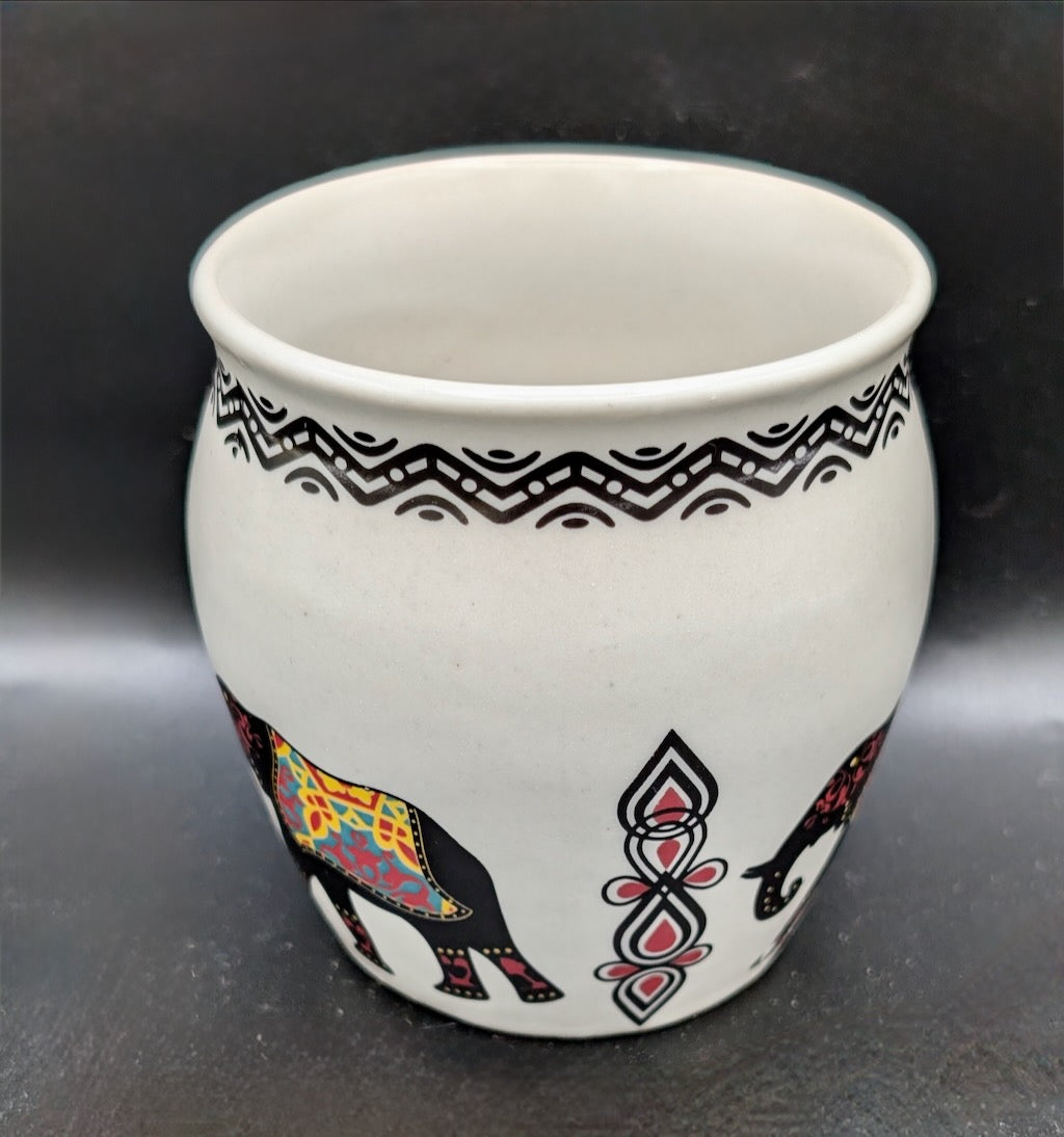 Single Kulhad Tea Cup printed with Elephants