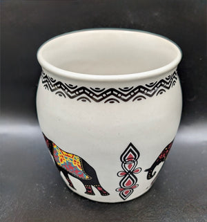 Single Kulhad Tea Cup printed with Elephants