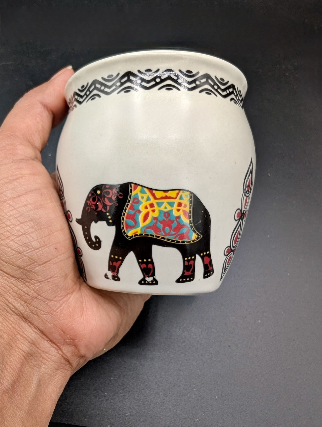 Single Kulhad Tea Cup printed with Elephants