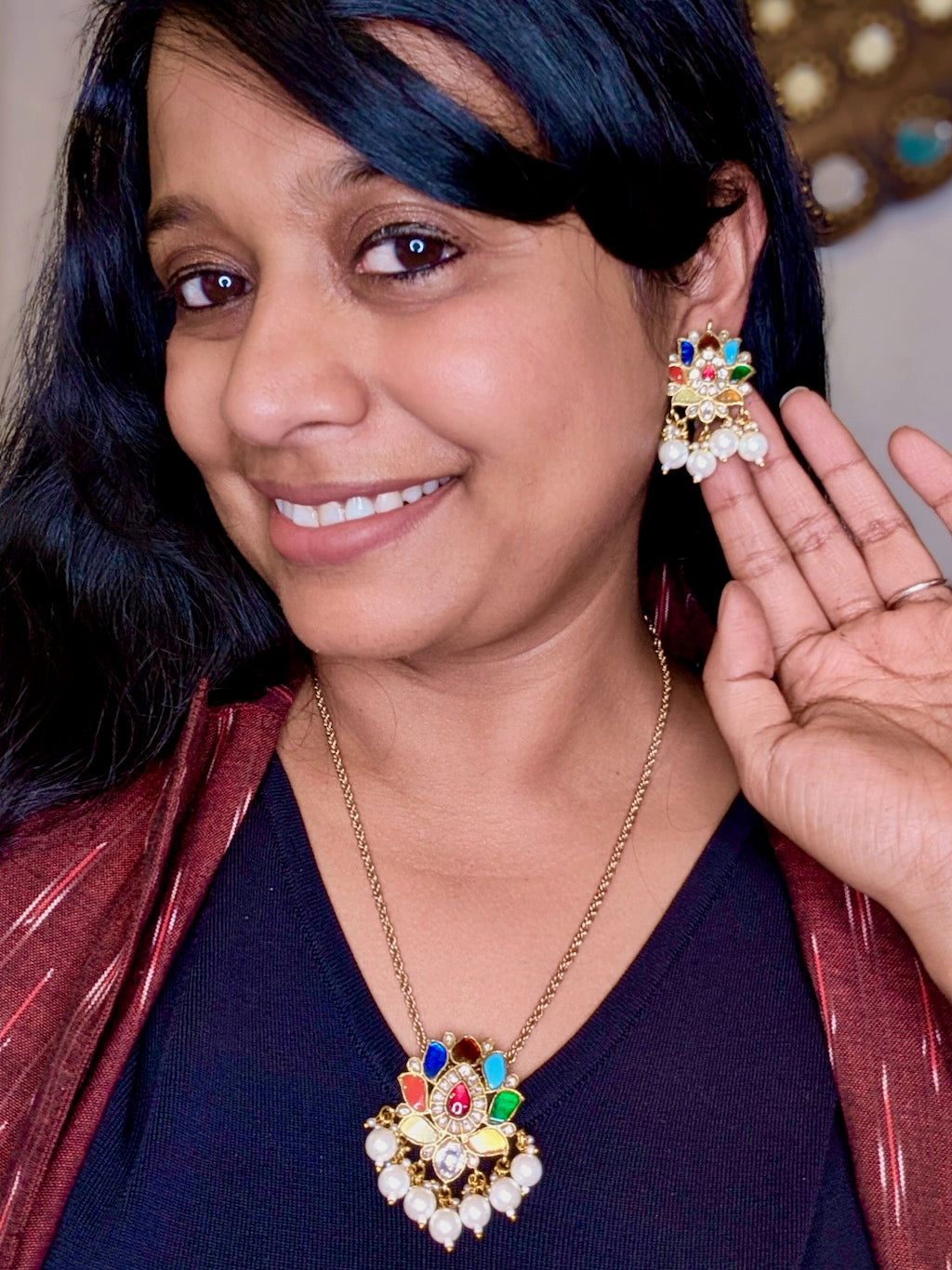 Anisa Jadau Kundan Pendant Set