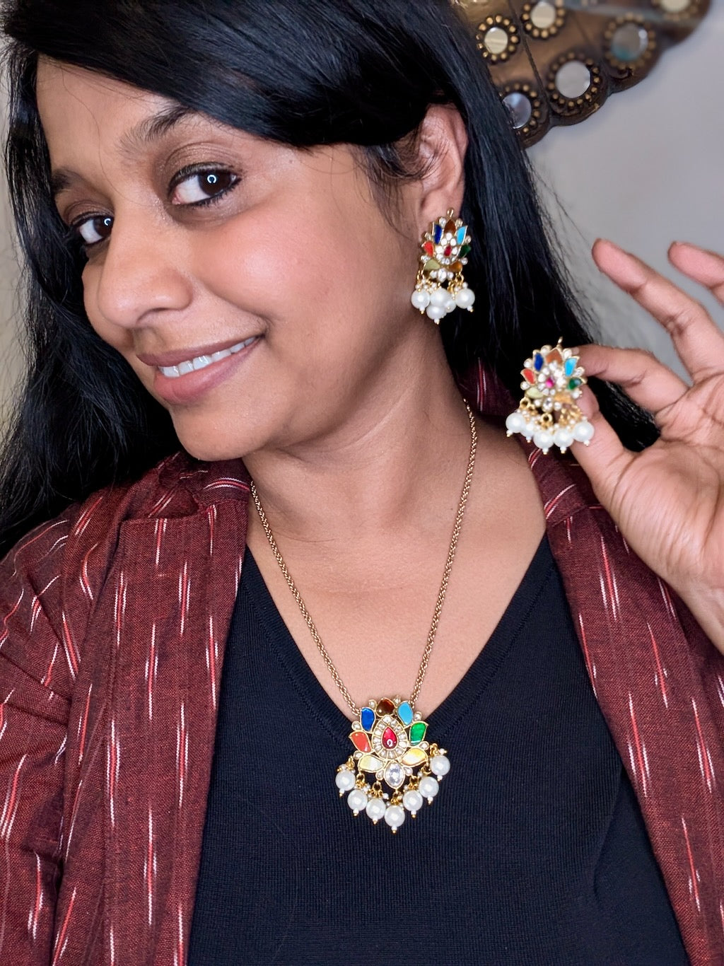 Anisa Jadau Kundan Pendant Set