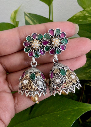 Zuri Dual Tone Chain with Inlay Pendant & Earrings (Available in 2 shapes)