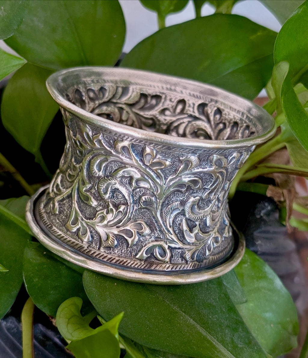 Handcarved Oxidized Chitai Cuff Bangle