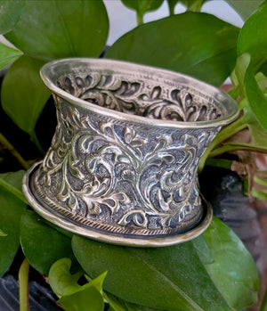 Handcarved Oxidized Chitai Cuff Bangle