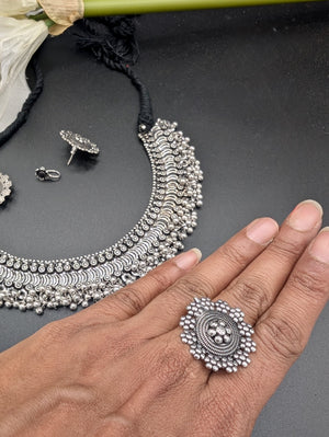 Chaar Ratna Kolhapuri Set (Set includes necklace, earrings, ring & nosepin)