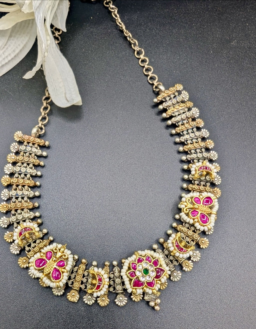 Jaipur Pachi Kundan Necklace set with Jhumkas
