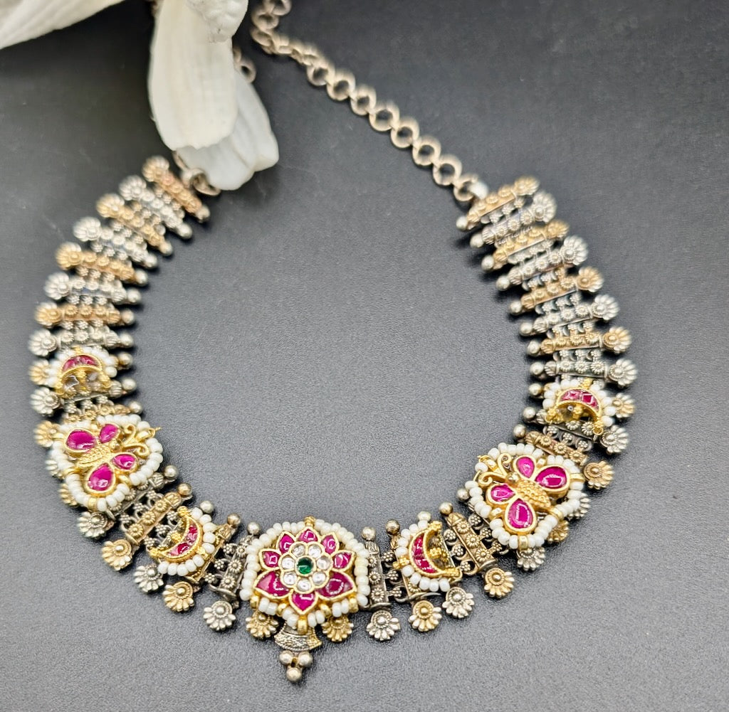 Jaipur Pachi Kundan Necklace set with Jhumkas
