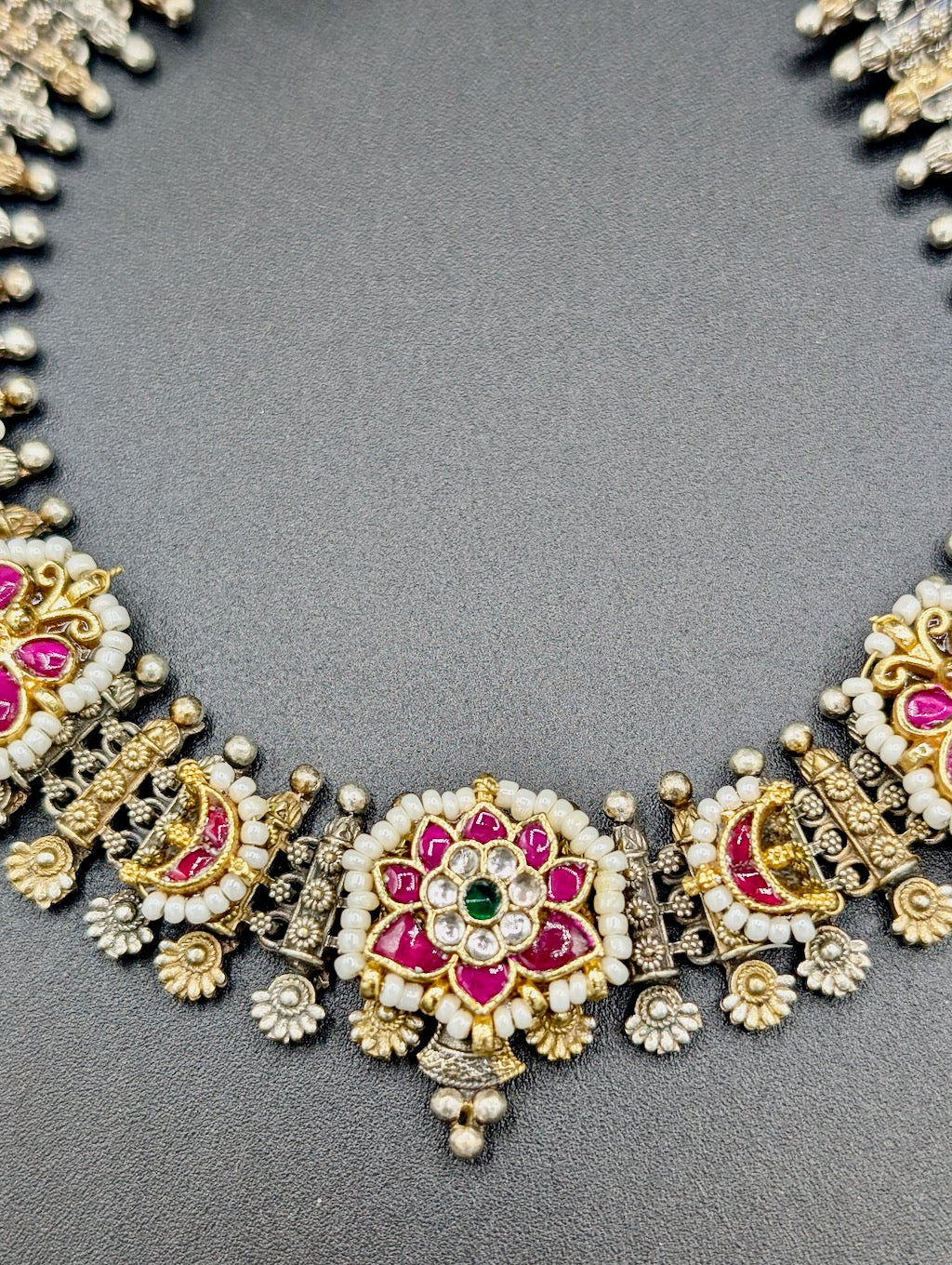 Jaipur Pachi Kundan Necklace set with Jhumkas