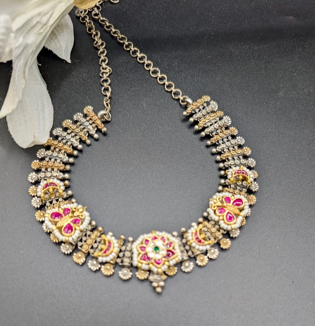 Jaipur Pachi Kundan Necklace set with Jhumkas