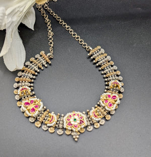 Jaipur Pachi Kundan Necklace set with Jhumkas
