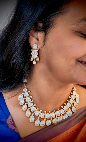 Radhika Moissanite Kundan Necklace with Earrings