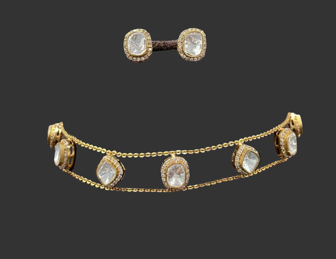 Dainty Moissanite Choker Set with Studs