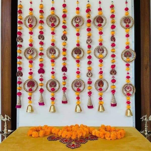 Lotus Gota Backdrop with Bell and Pompom