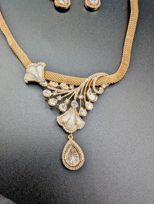 Nala MOP Moissanite Necklace Set with Earrings