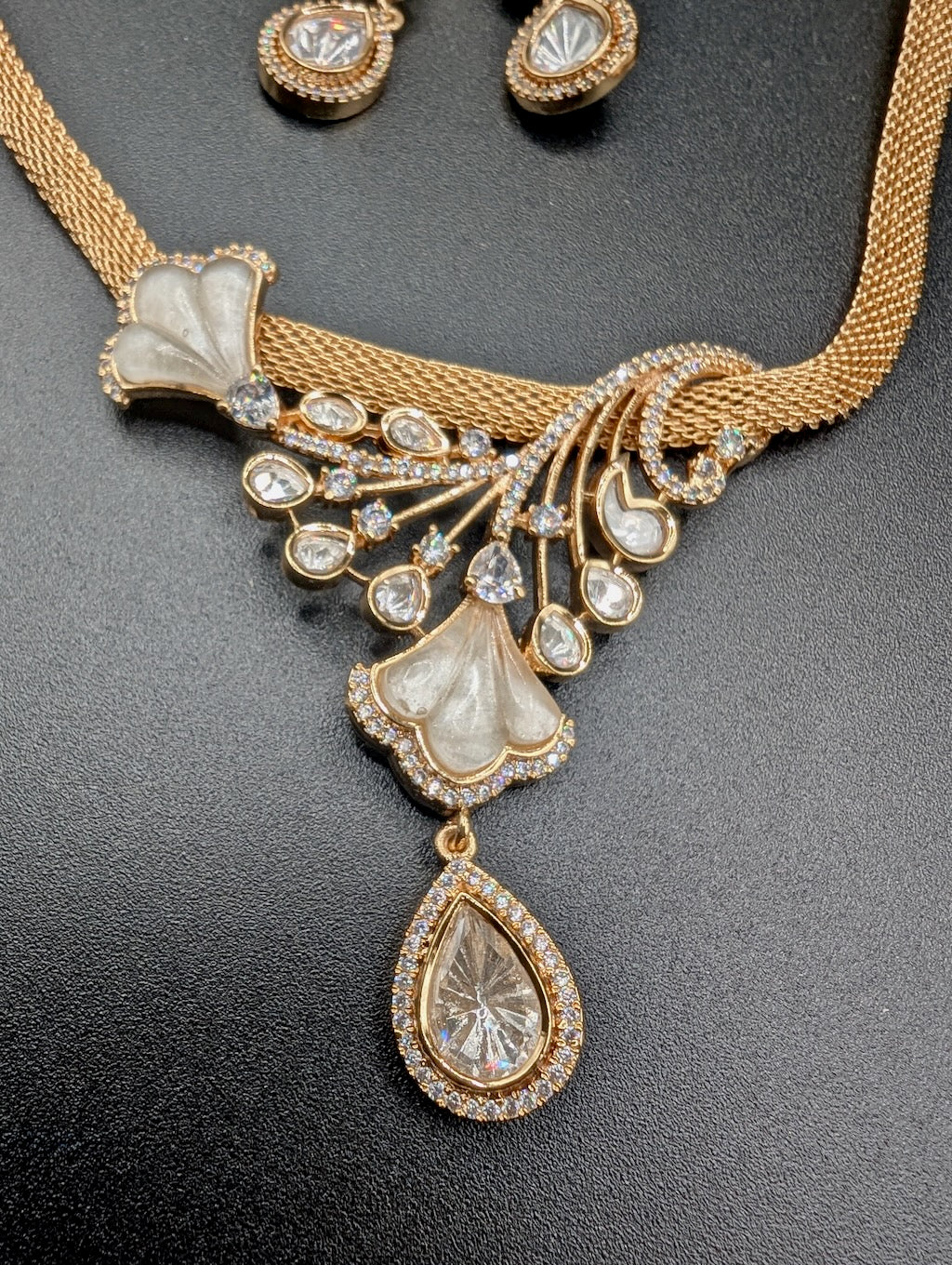 Nala MOP Moissanite Necklace Set with Earrings