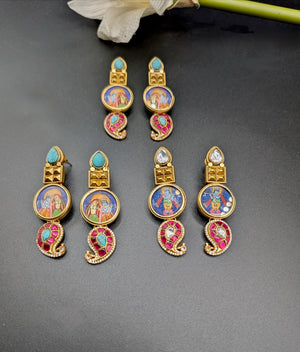 Handpainted Jadau Kundan Earrings