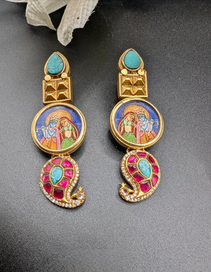 Handpainted Jadau Kundan Earrings